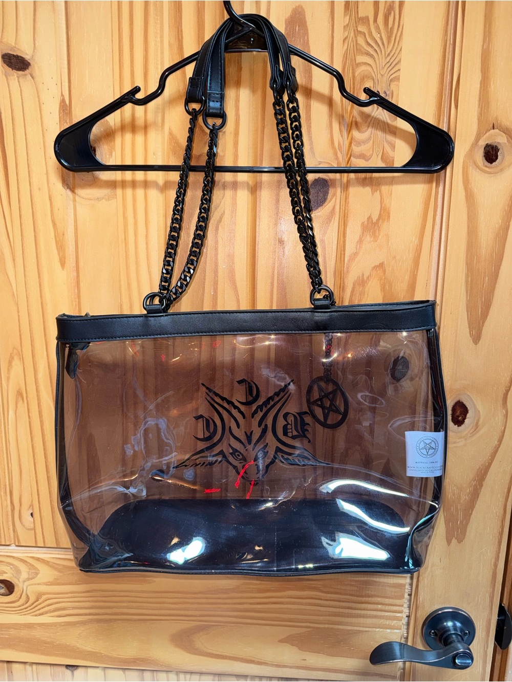 Blackcraft Cult Clear Tote with Pentagram Charm - Alternative Women’s Bag - Picture 2 of 5